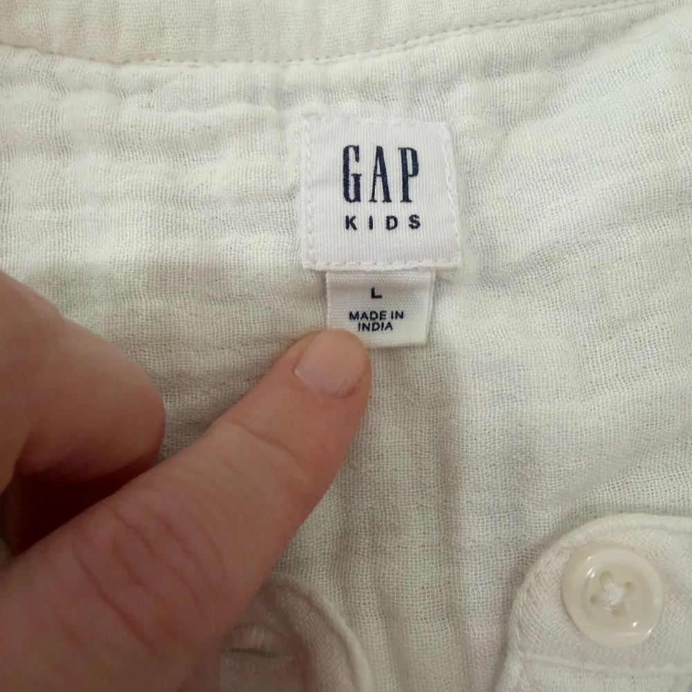 🤍 Gap Kids Crinkle Cotton Tunic Dress -  Size L ✨ Versatile (Women’s Size S Top)